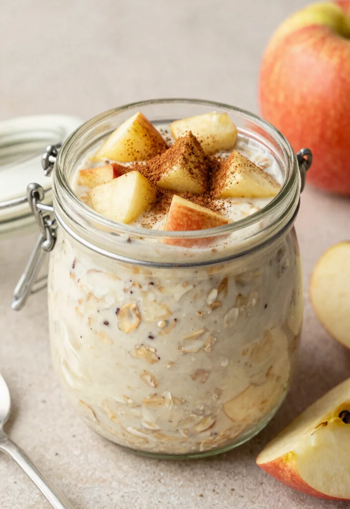 15 High Protein Vegan Gluten Free Recipes with Complete Proteins - 11. Apple Cinnamon Overnight Oats 1