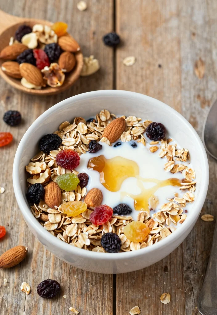 15 High Protein Vegan Gluten Free Recipes with Complete Proteins - 13. Muesli Bowl with Nuts and Dried Fruits 1