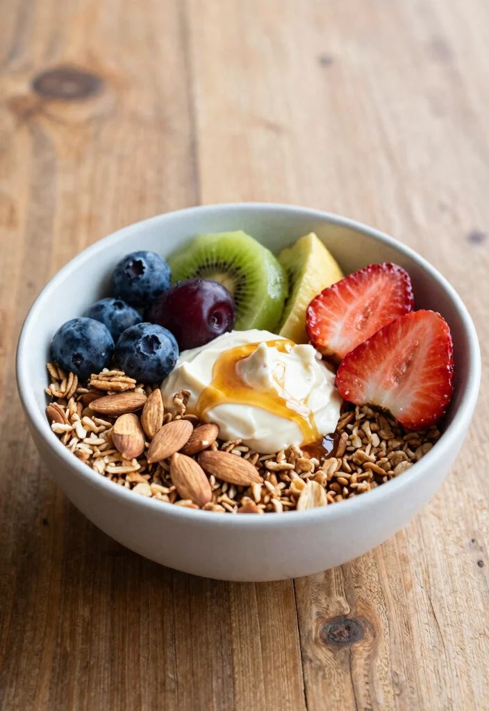 15 High Protein Vegan Gluten Free Recipes with Complete Proteins - 14. Maple Almond Breakfast Bowl 1