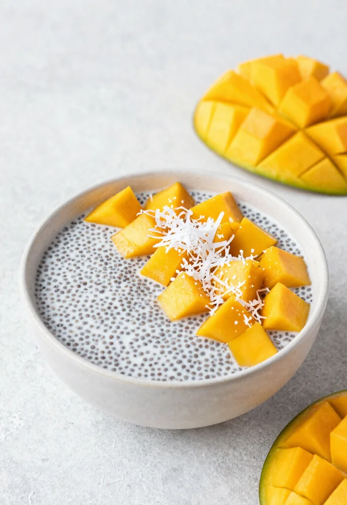 15 High Protein Vegan Gluten Free Recipes with Complete Proteins - 15. Mango Coconut Chia Bowl 1