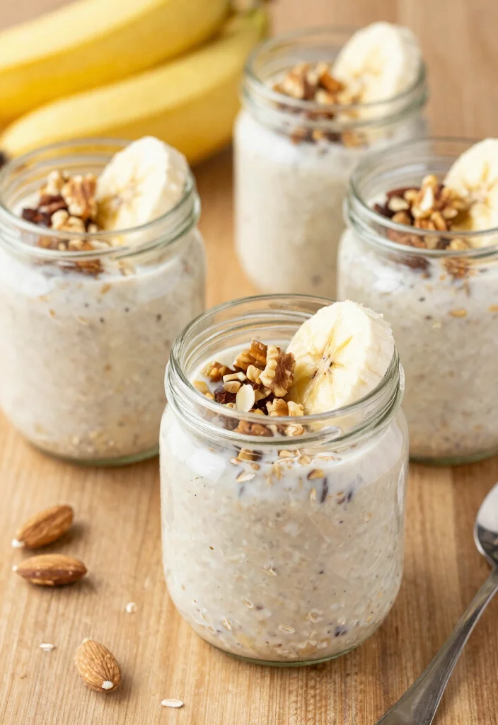 15 High Protein Vegan Gluten Free Recipes with Complete Proteins - 5. Banana Nut Overnight Oats 1