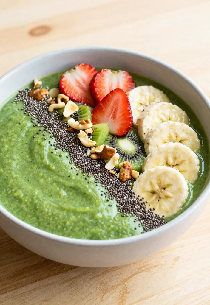 15 High Protein Vegan Gluten Free Recipes with Complete Proteins - 6. Green Smoothie Bowl 1