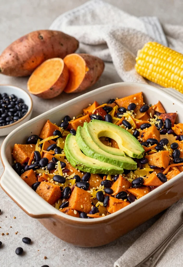 16 Gluten Free Dairy Free Casserole Recipes That Are Easy to Make - 3. Sweet Potato & Black Bean Casserole 1