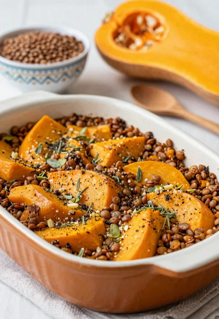 16 Gluten Free Dairy Free Casserole Recipes That Are Easy to Make - 9. Butternut Squash and Lentil Bake 1