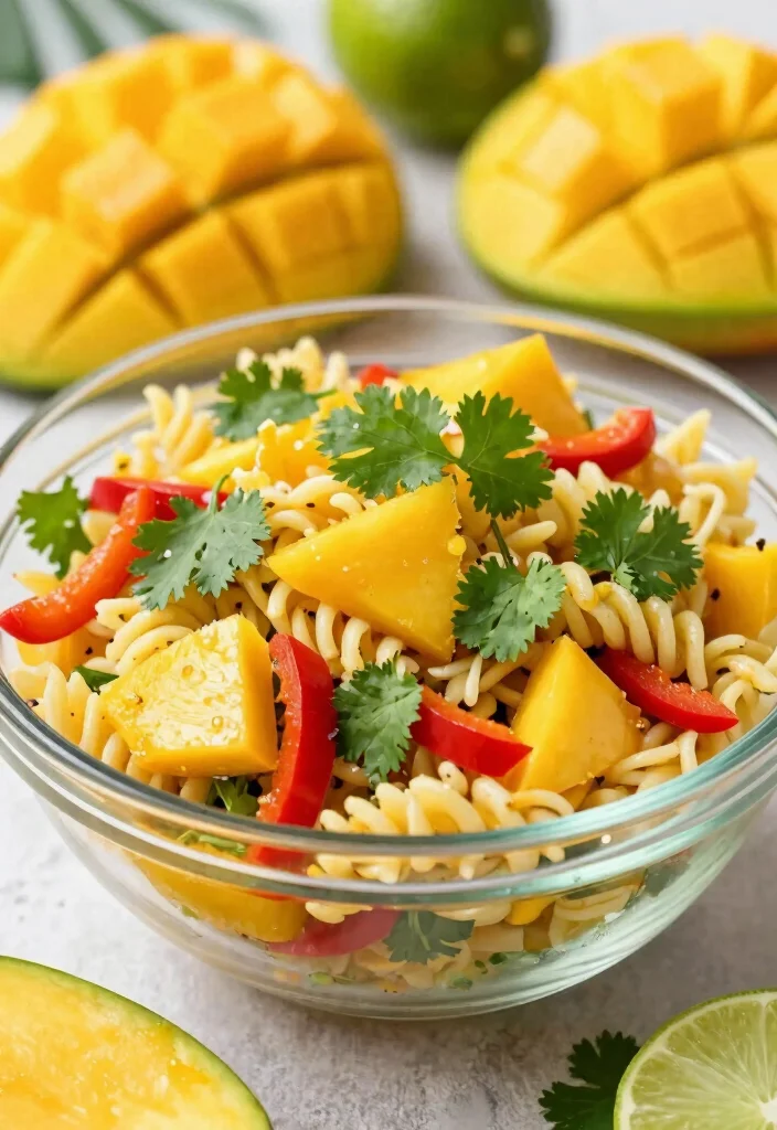 16 Gluten Free Pasta Salad Recipes Perfect for Potlucks - 8. Tropical Mango Pasta Salad 1