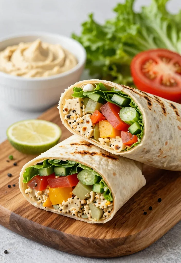 17 High Protein Gluten Free Meals for Muscle-Building - 15. Grilled Veggie and Hummus Wrap 1