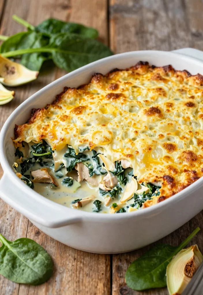 18 Best Gluten Free Chicken Casserole Recipes That Are Easy & Comforting - 6. Spinach and Artichoke Chicken Casserole 1