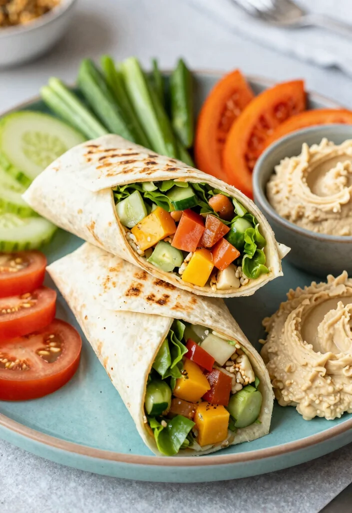 18 Gluten Free Dairy Free Lunch Recipes You Can Take On the Go - 6. Roasted Veggie & Hummus Wrap 1