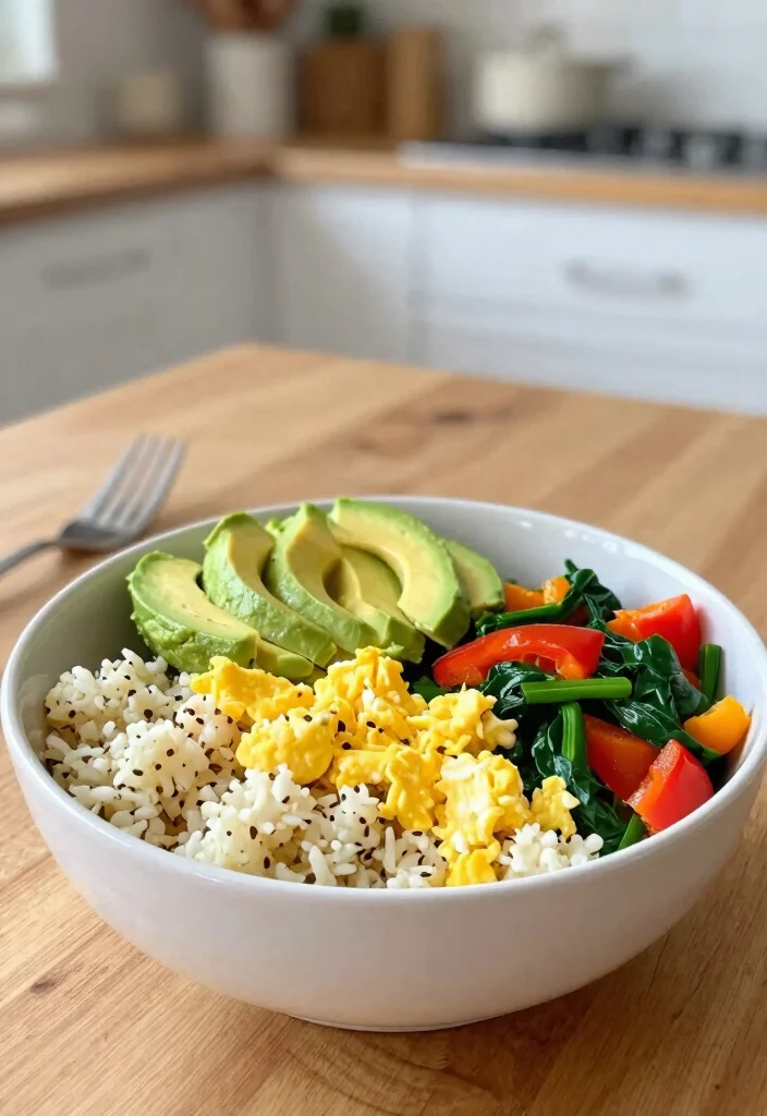 18 Gluten and Dairy Free Breakfast Recipes You Can Make Ahead - 13. Savory Breakfast Bowl with Cauliflower Rice 1