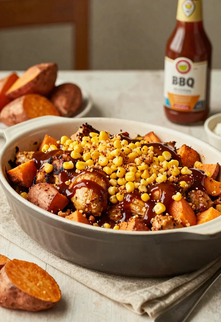 19 Gluten Free Casserole Recipes for Dinner You Can Make Ahead - 11. BBQ Chicken and Sweet Potato Casserole 1