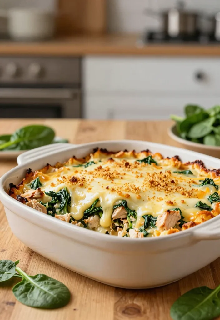 19 Gluten Free Casserole Recipes for Dinner You Can Make Ahead - 2. Creamy Chicken and Spinach Casserole 1