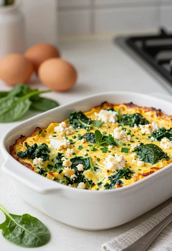 19 Gluten Free Casserole Recipes for Dinner You Can Make Ahead - 6. Spinach and Feta Breakfast Casserole 1