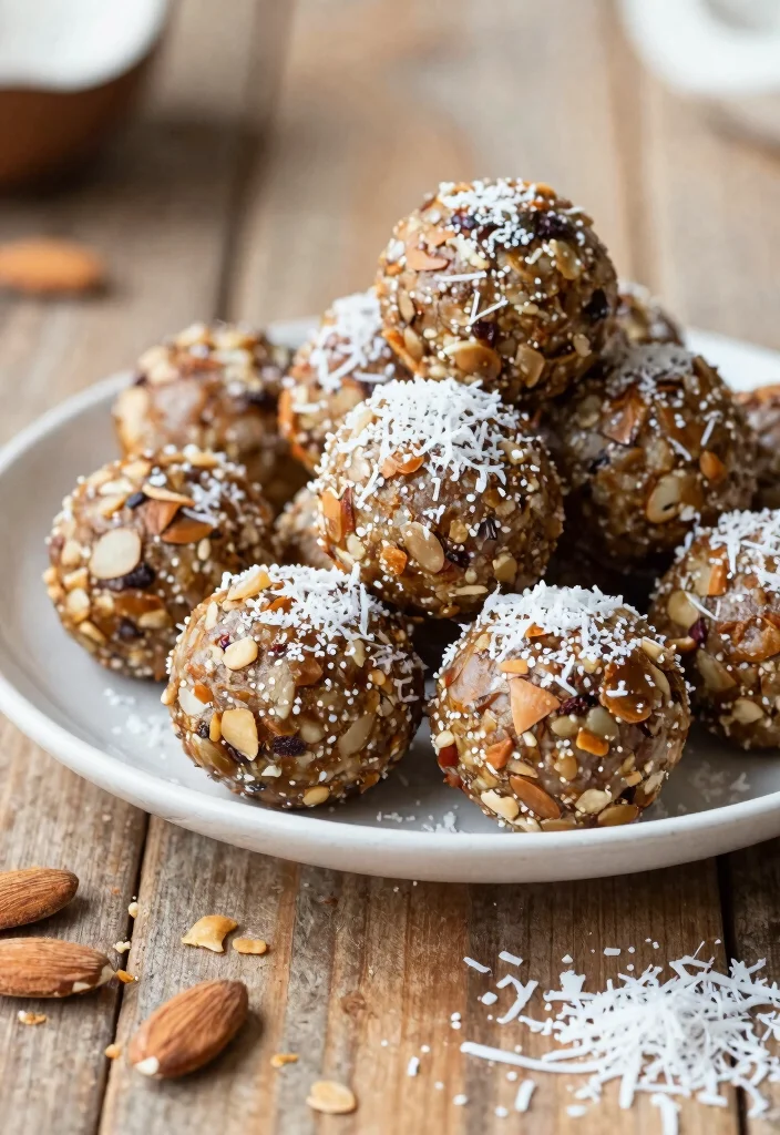 19 Gluten and Dairy Free Snack Recipes: Portable & Easy - 2. Coconut Almond Energy Balls 1