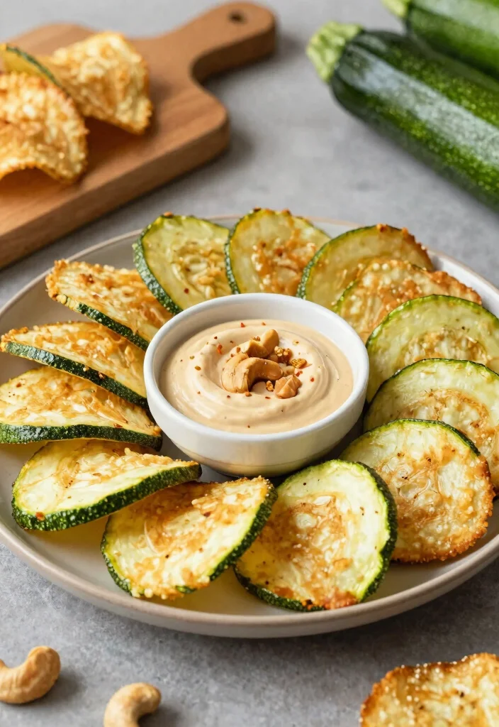 19 Gluten and Dairy Free Snack Recipes: Portable & Easy - 3. Zucchini Chips with Spicy Dip 1