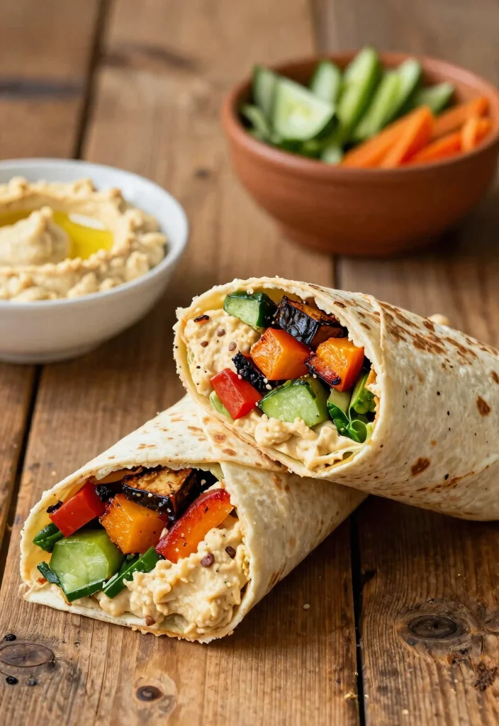 20 Healthy Gluten Free Recipes for Easy Weeknight Meals - 18. Roasted Vegetable and Hummus Wraps 1
