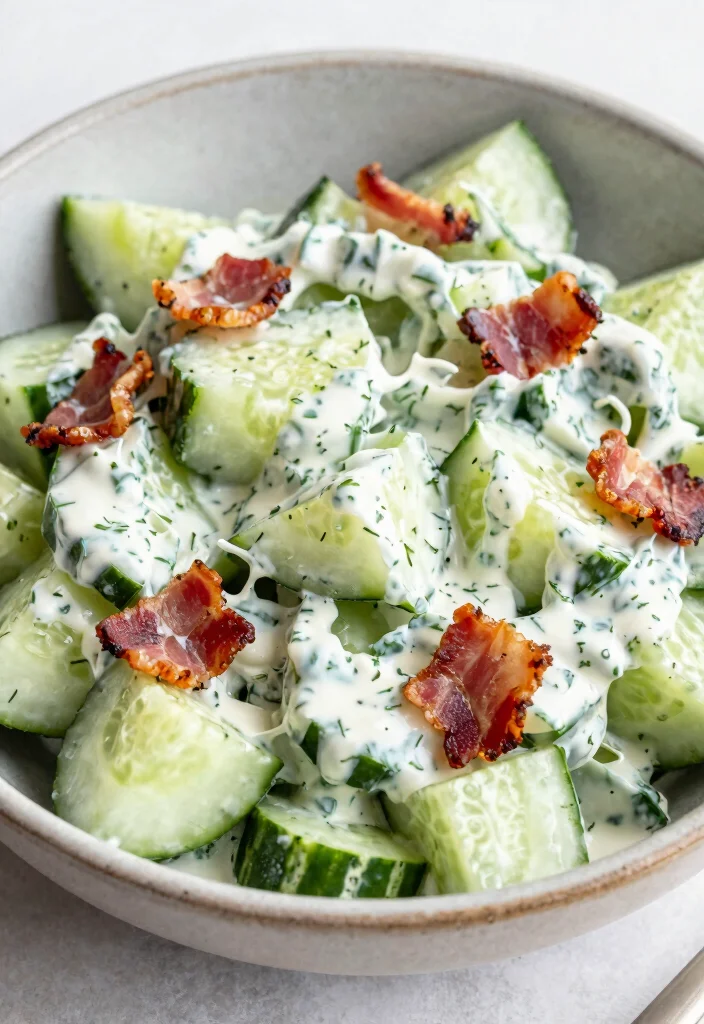 16 Creamy Dill Cucumber Salad Recipes for Summer Meals - 13. Creamy Dill Cucumber Salad with Bacon 1