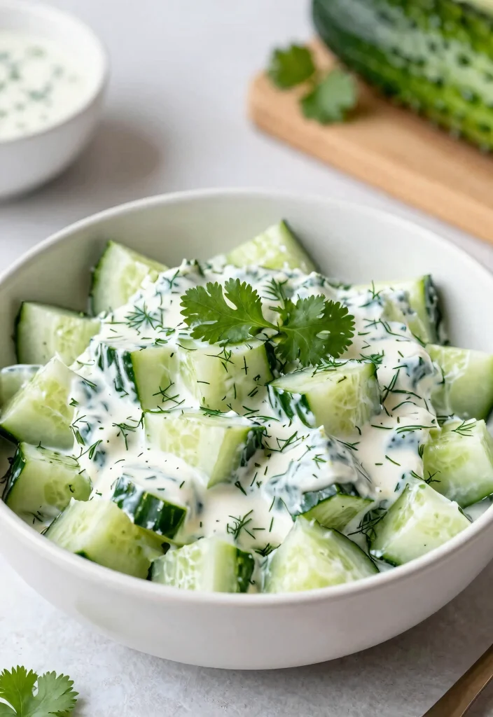 16 Creamy Dill Cucumber Salad Recipes for Summer Meals - 15. Creamy Dill Cucumber Salad with Cilantro 1
