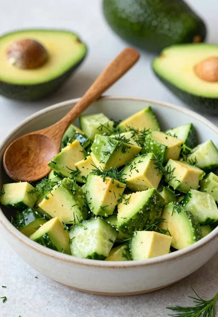 16 Creamy Dill Cucumber Salad Recipes for Summer Meals - 2. Cucumber and Avocado Dill Salad 1
