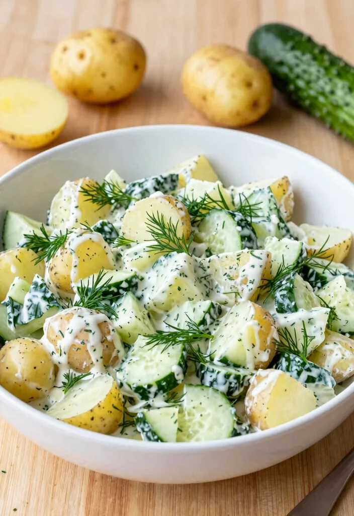 16 Creamy Dill Cucumber Salad Recipes for Summer Meals - 3. Creamy Dill Potato Cucumber Salad 1