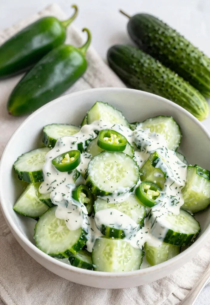 16 Creamy Dill Cucumber Salad Recipes for Summer Meals - 4. Spicy Creamy Dill Cucumber Salad 1