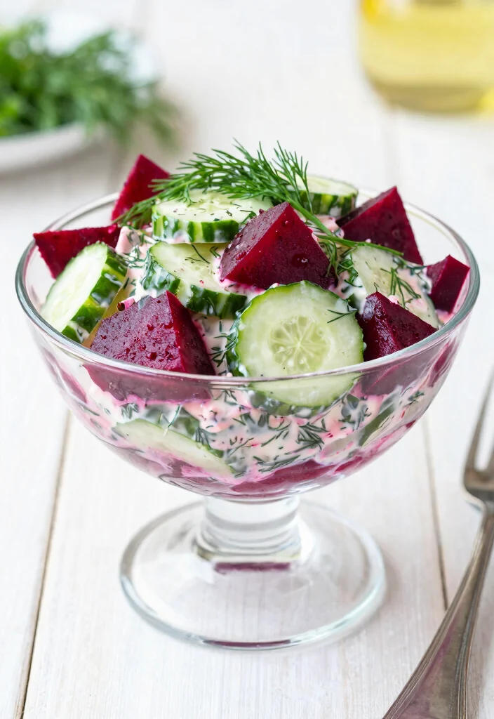 16 Creamy Dill Cucumber Salad Recipes for Summer Meals - 7. Creamy Dill and Beet Cucumber Salad 1