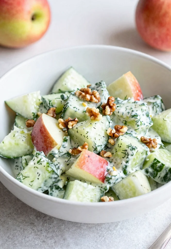 16 Creamy Dill Cucumber Salad Recipes for Summer Meals - 9. Creamy Dill Cucumber Salad with Apples 1
