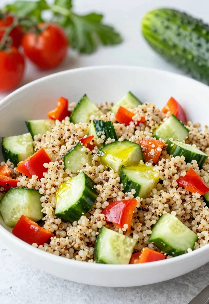 16 Keto Cucumber Salad Recipes Low-Carb and Refreshing - 10. Cucumber and Quinoa Salad 1