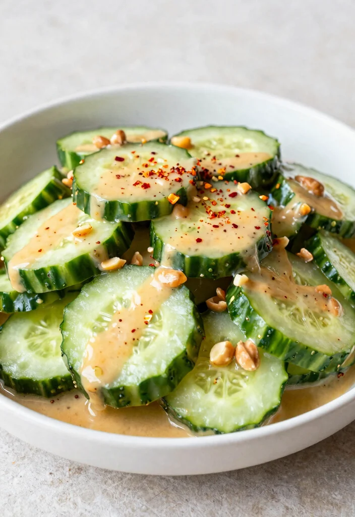 16 Keto Cucumber Salad Recipes Low-Carb and Refreshing - 15. Spicy Cucumber Salad with Peanut Dressing 1