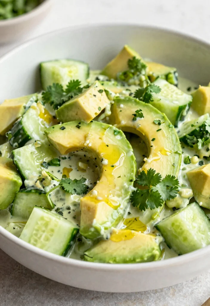 16 Keto Cucumber Salad Recipes Low-Carb and Refreshing - 4. Creamy Avocado Cucumber Salad 1