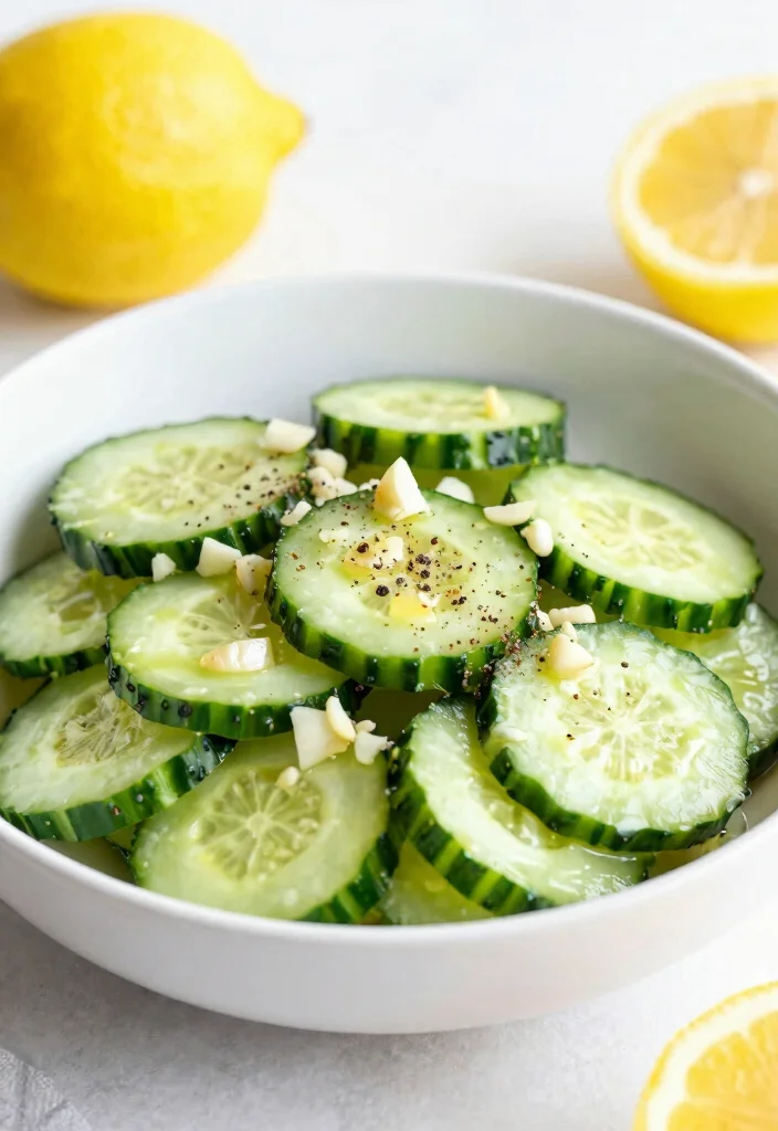 16 Keto Cucumber Salad Recipes Low-Carb and Refreshing - 8. Garlic Lemon Cucumber Salad 1