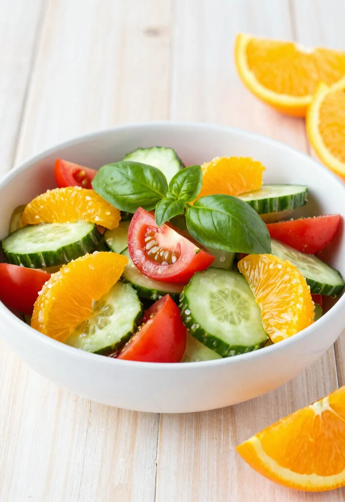 16 Mediterranean Cucumber Tomato Salad Recipes with Fresh Ingredients - 16. Cucumber Tomato Salad with Orange and Basil 1