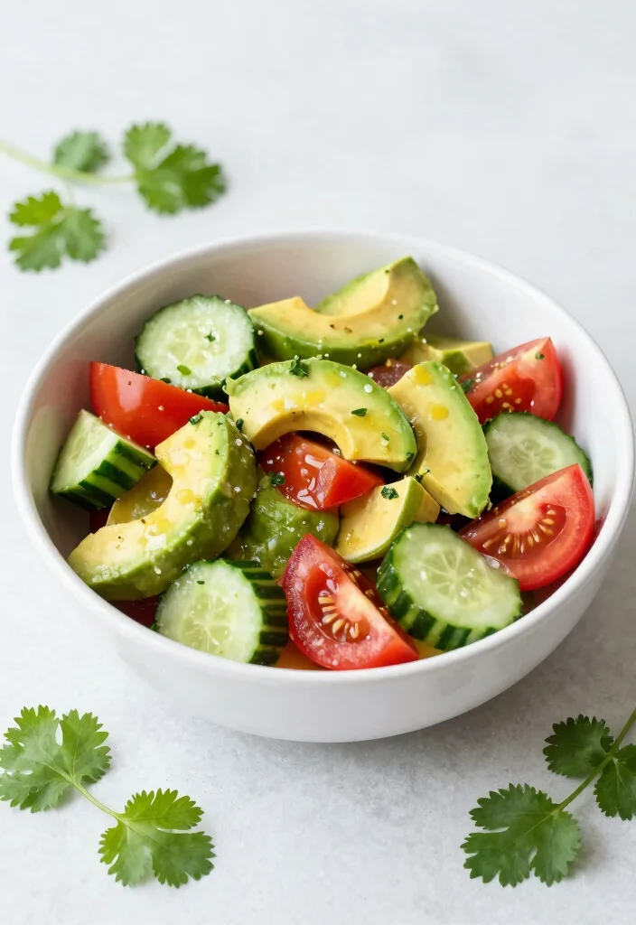 16 Mediterranean Cucumber Tomato Salad Recipes with Fresh Ingredients - 6. Avocado Cucumber Tomato Salad 1