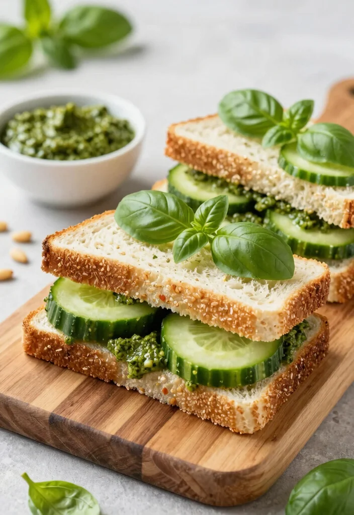 16 Pampered Chef Cucumber Sandwich Recipes You'll Want to Try - 6. Pesto and Cucumber Sandwich 1