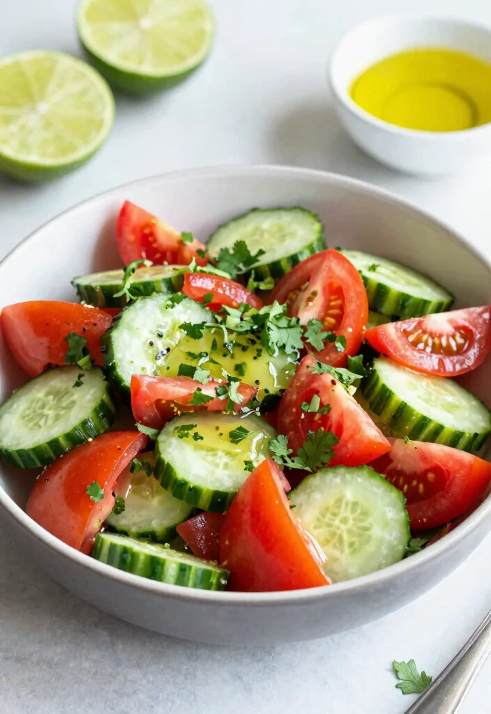 16 Refreshing Cucumber Tomato Salad Recipes with Vinegar and Fresh Herbs - 10. Cucumber Tomato Salad with Cilantro Lime Dressing 1