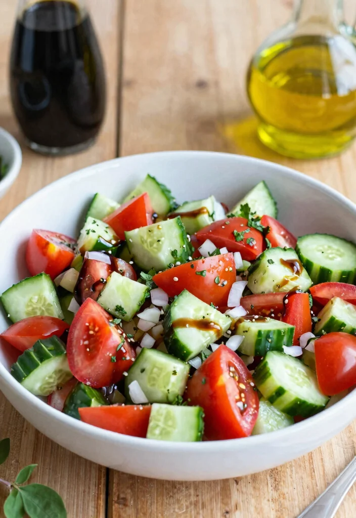 16 Refreshing Cucumber Tomato Salad Recipes with Vinegar and Fresh Herbs - 4. Cucumber Tomato Salad with Balsamic Dressing 1