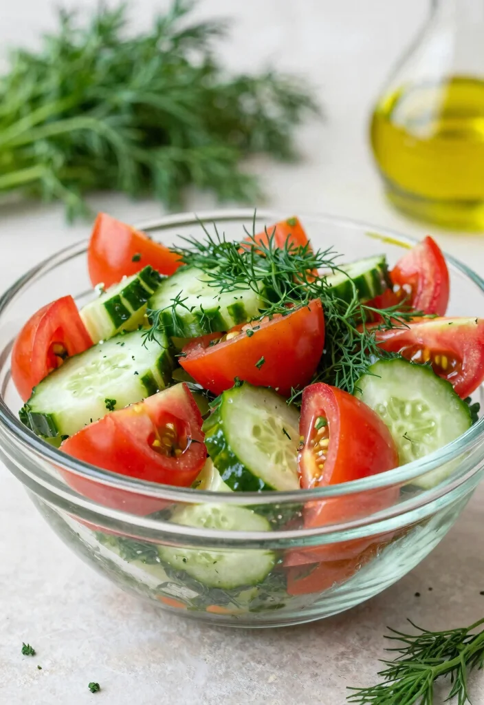 16 Refreshing Cucumber Tomato Salad Recipes with Vinegar and Fresh Herbs - 5. Herbed Cucumber Tomato Salad with Dill 1