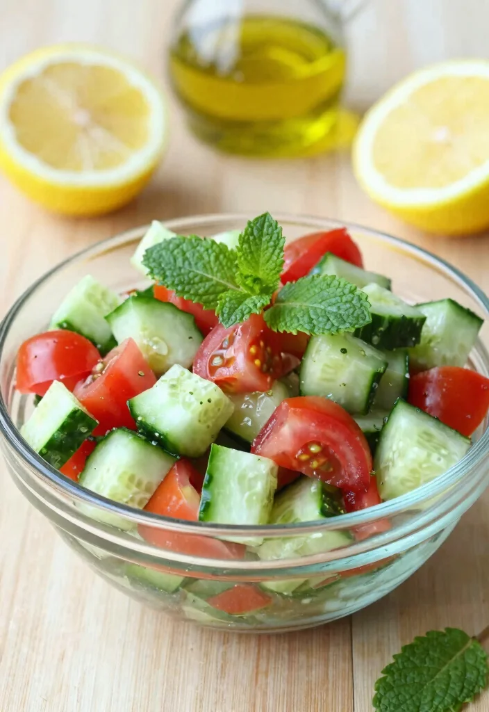 16 Refreshing Cucumber Tomato Salad Recipes with Vinegar and Fresh Herbs - 7. Cucumber Tomato Salad with Mint and Lemon 1