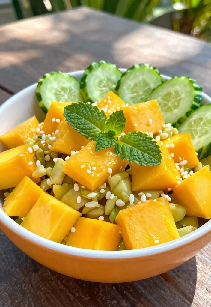 16 Smashed Cucumber Salad Recipes with Crunchy, Bold Taste - 10. Mango and Cucumber Smashed Salad 1