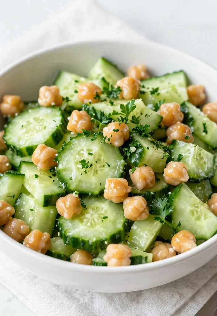 16 Smashed Cucumber Salad Recipes with Crunchy, Bold Taste - 11. Smashed Cucumber Salad with Chickpeas 1
