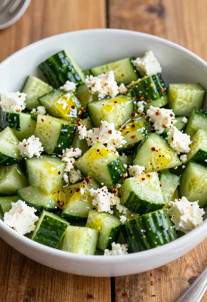 16 Spicy Asian Cucumber Salad Recipes with Bold Flavors - 12. Spicy Cucumber and Feta Salad 1
