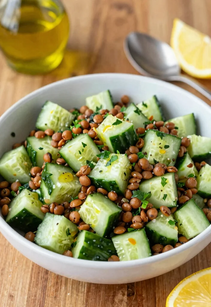 16 Spicy Asian Cucumber Salad Recipes with Bold Flavors - 13. Spicy Cucumber and Lentil Salad 1