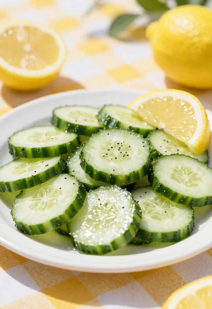 17 Creamy Cucumber Salad Recipes with Sour Cream and Herbs - 12. Cucumber Salad with Lemon and Poppy Seeds 1