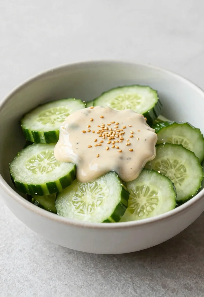 17 Creamy Cucumber Salad Recipes with Sour Cream and Herbs - 16. Cucumber Salad with Sesame Dressing 1