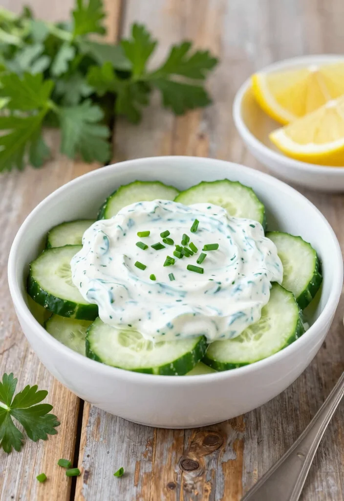 17 Creamy Cucumber Salad Recipes with Sour Cream and Herbs - 7. Cucumber Salad with Chive Sour Cream Dressing 1