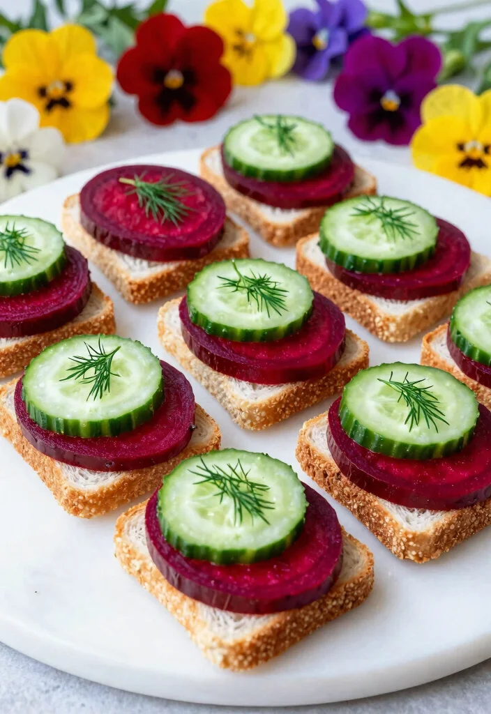17 Healthy Cucumber Sandwich Recipes for Light Meals and Snacks - 10. Cucumber and Beetroot Sandwiches 1