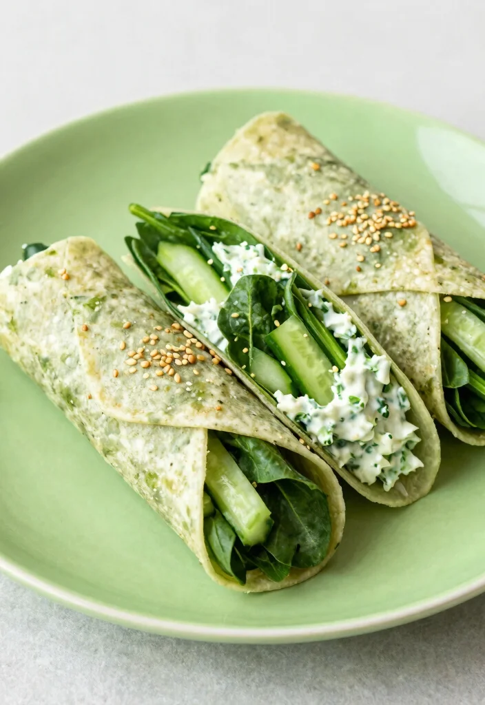 17 Healthy Cucumber Sandwich Recipes for Light Meals and Snacks - 11. Cucumber and Spinach Wraps 1
