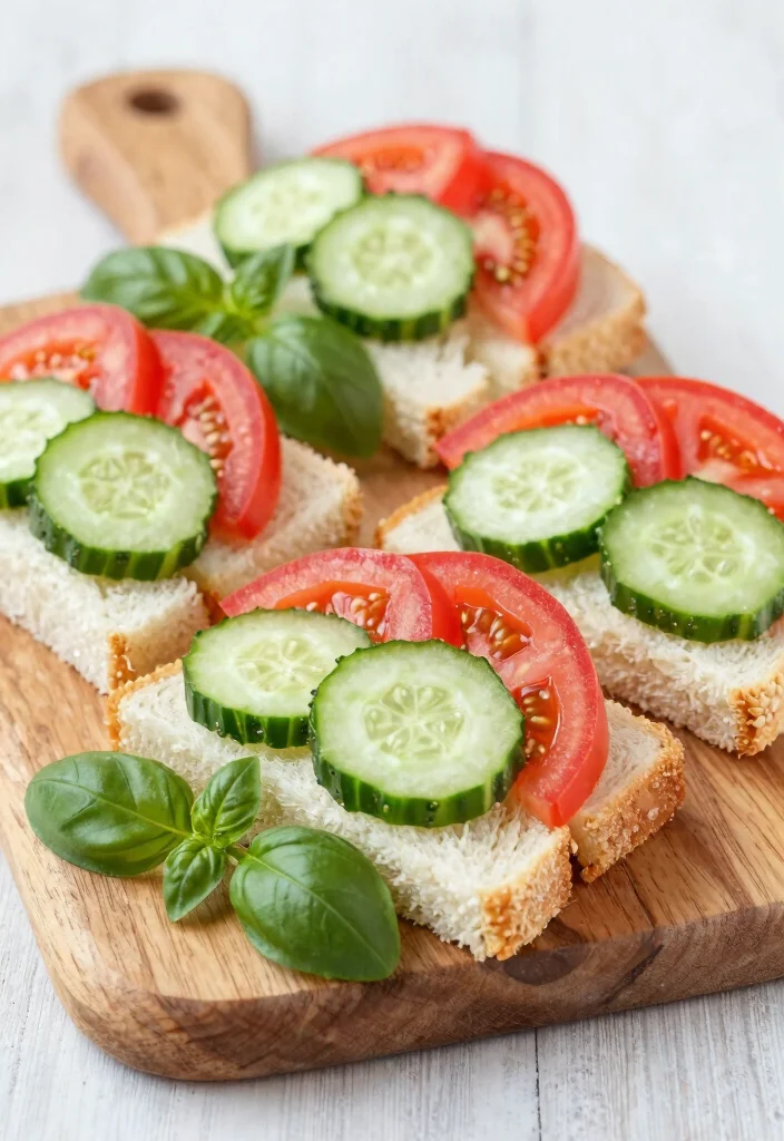 17 Healthy Cucumber Sandwich Recipes for Light Meals and Snacks - 14. Cucumber and Tomato Basil Sandwiches 1