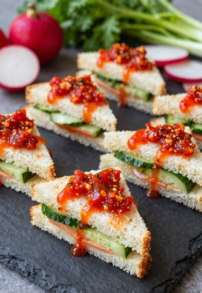 17 Healthy Cucumber Sandwich Recipes for Light Meals and Snacks - 5. Spicy Cucumber and Radish Sandwiches 1