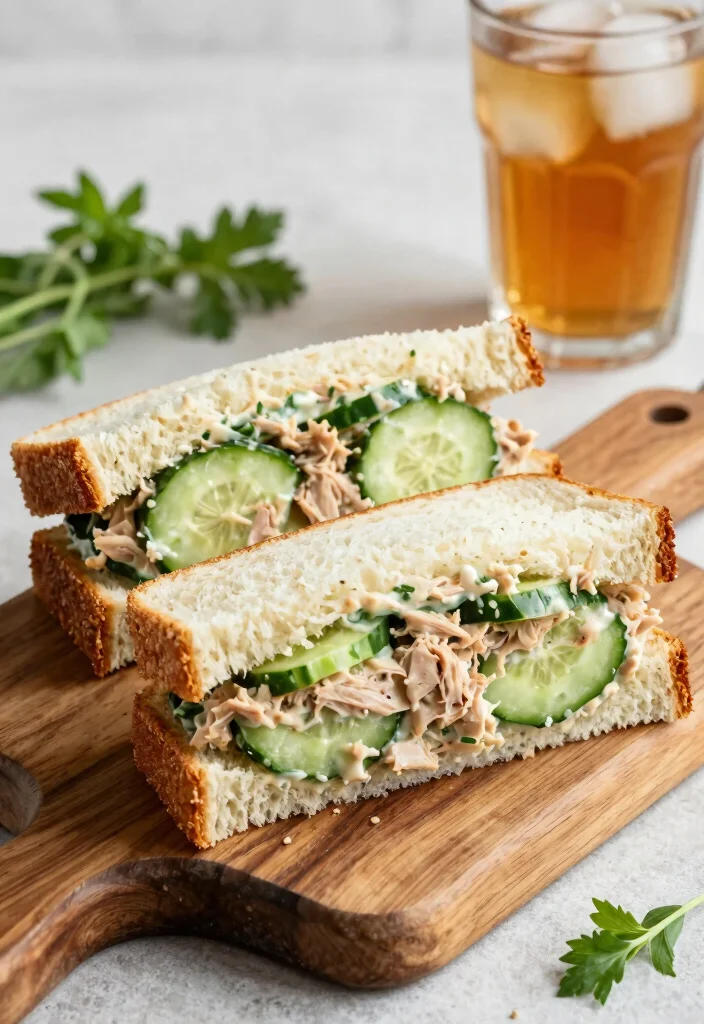 18 Cucumber Sandwiches for Tea Party That Look Elegant and Taste Fresh - 17. Cucumber and Tuna Salad Sandwiches 1