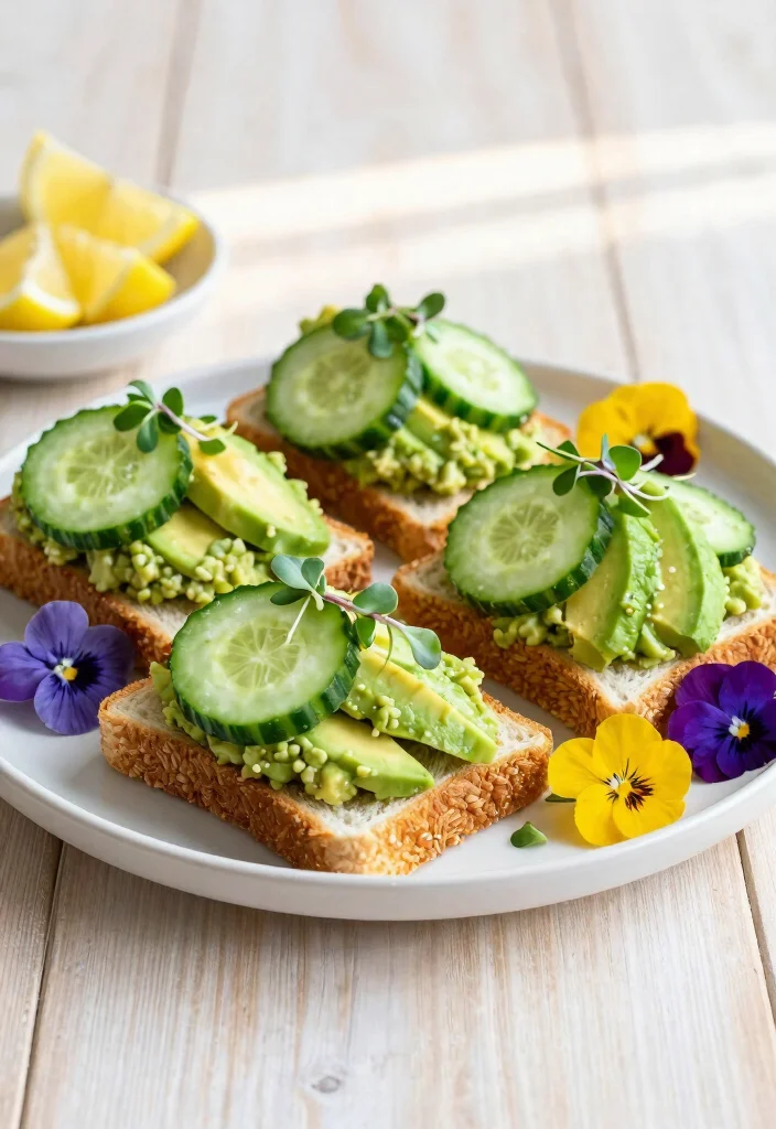 18 Cucumber Sandwiches for Tea Party That Look Elegant and Taste Fresh - 2. Avocado and Cucumber Sandwiches 1